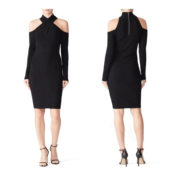 Milly Infusion Black Off The Shoulder Bodycon Chic Classic Sheath Dress - Picture 1 of 12